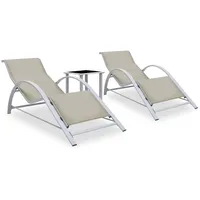 vidaXL Sonnenliegen Set 2-tlg. Cremeweiß