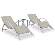 vidaXL Sonnenliegen Set 2-tlg. Cremeweiß