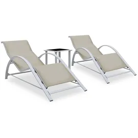 vidaXL Sonnenliegen Set 2-tlg. Cremeweiß