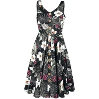 Hell Bunny Tahiti 50's Dress Frauen Mittellanges Kleid schwarz L 98% Baumwolle, 2% Elasthan Rockabilly - L