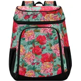 Kühlrucksack mit bunten Blumen, wiederverwendbar, isolierte Lunchtasche, große Kapazität, Kühltaschen für Damen, Herren, Picknick, Arbeit, College, Wandern, Camping, Büro, Strand