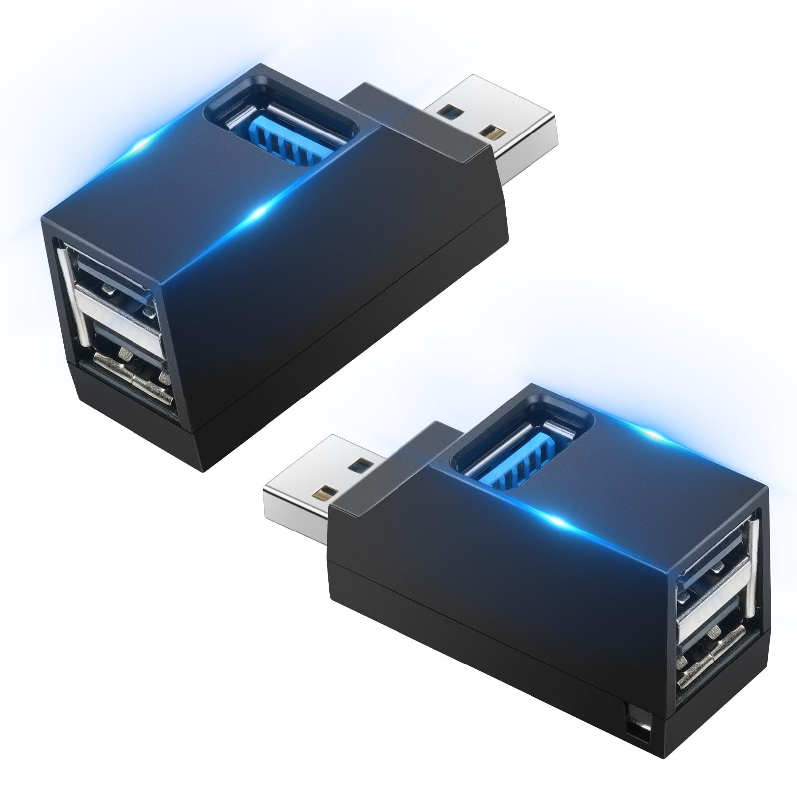 AXFEE 3 Port USB 3.0 Hub, Mini USB-Hub mit Mehreren USB-Anschlüssen 1 USB 3.0+2 USB 2.0, USB Splitter Erweiterung Adapter, Datenhub für Laptop MacBook Desktop-PC kompatibel mit Flash-Laufwerk Tastatur