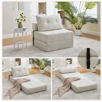 ANYSUN Schlafsofa kompaktes Klappsofa,Schlafsofa mit Kissen, Bodensofa, faltbare Matratze mit Rückenlehne, tragbares Klappsofa, 1 Teile, bequemes Einzelsofa, Loungesesselfür Wohnzimmer und Schlafzimmer beige