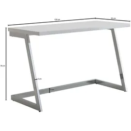 KADIMA DESIGN Schreibtisch SARNOT: Hochglanz-Design, Metallgestell, 120x55x76 cm, Weiß/Gold/Silber.