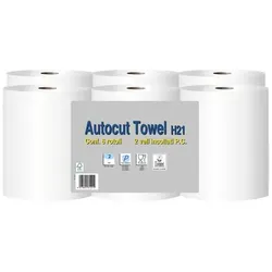 Autocut 130/2 auto weiß 21 cm x 130 m Handtuchrollen 6 Rollen/Paket, 100% Zellstoff, 2-lagig verleimt