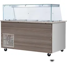Skyrainbow SNACK-Line Kalte Theke 5x GN1/1 Granit rosa-grau 188x82x85,5 Klarglas mit Zwischenablage