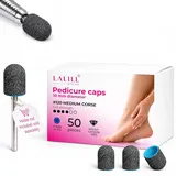 LALILL Schleifkappen LUX 50 Stück – Grafit Fräskappen für Nagelfräser – Maniküre, Pediküre & Podologie – Aufsätze für Fußpflege, Hornhautentfernung, Nagelmodellage, 10mm 120er Körnung