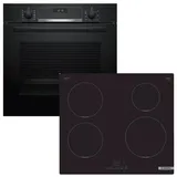 Bosch Backofen-Set EcoClean Teleskopauszug + Induktionskochfeld PowerBooster autark 60 cm