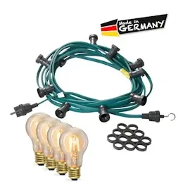 satisfire Illu- Partylichterkette 10m Biergarten Terrasse Außen 10x LED Filament