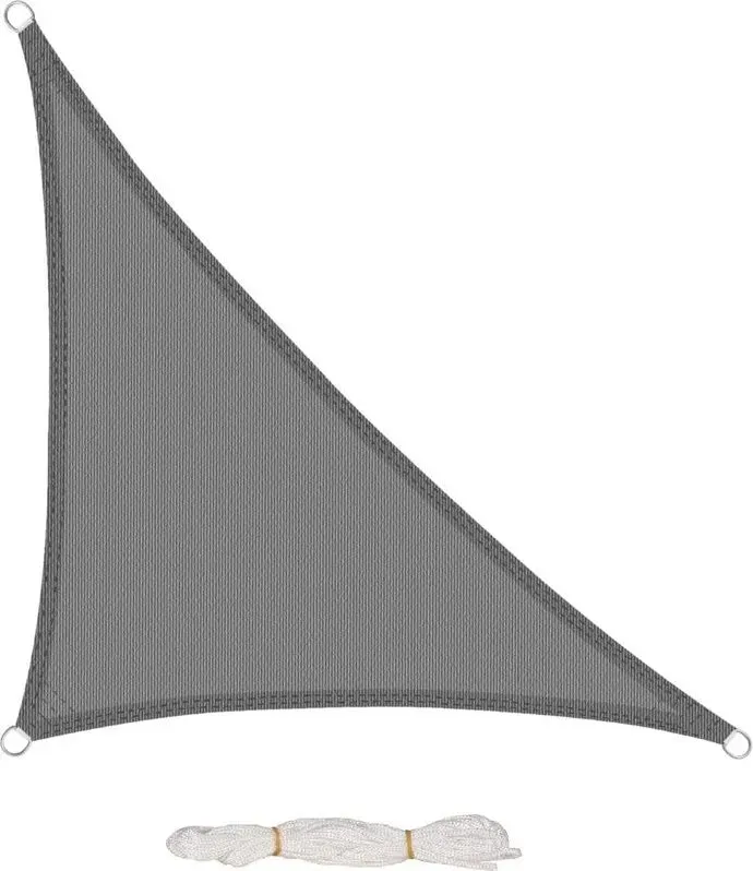 EUGAD Sonnensegel, dreieckig, Sonnenschutz, 200 g/m2, für Garten, Balkon, Terrasse, Hochdichtes Polyethylen Wetterfest, Atmungsaktiv, Grau, grau
