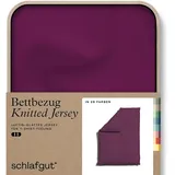 schlafgut Knitted Jersey Bettwäsche 135x200cm Bettdecke Bezug einzeln, Multicolor Uni, weich und faltenfrei mit Elasthan (Purple Deep, 155x220)