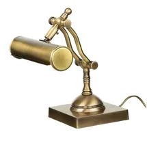 Licht-Erlebnisse Schreibtischlampe Bankerlampe Messing massiv 26 cm verstellbar E14 in Antik