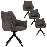 MR.DEKO Esszimmerstuhl Diningsessel 4er Set Ginosa – drehbar, dunkelgrau, 60x90x64 cm (Einzelsessel mit Aufbauanleitung zur Selbstmontage, 4 St), Mit 360° Drehfunktion, Schaumstoffpolsterung & Metallgestell grau