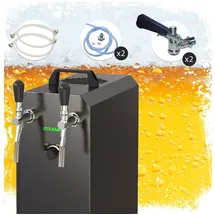 ich-zapfe Komplett Set - Zapfanlage, Bierzapfanlage STREAM 50K mit Luftpumpe Bierkoffer, Durchlaufkühler 2-leitig Trockenkühler, 55 Liter/h - BLACK EDI
