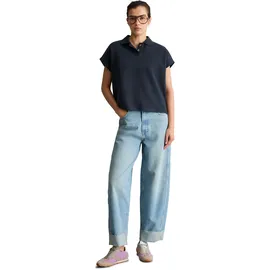 Marc O'Polo Marc OߴPolo DENIM aus Organic Cotton", Damen, Kurzarm-Poloshirt Baumwolle, Wide Fit, blau depths, XS - XS
