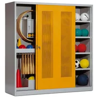 C+P Sportgeräteschrank mit Lochblech-Schiebetüren (Typ 5), HxBxT 195x190x60 cm,