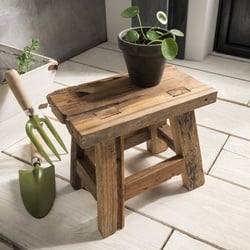 Hocker Prag Holz Braun Teak