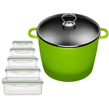 King Fusion Suppentopf 24 cm grün inkl. 5 Vorratsboxen