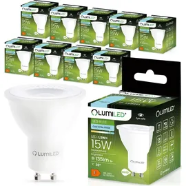 Lumiled GU10 Lampe 1.5W 135 Lm Leuchtmittel 6500K kaltweiß Strahler Spot, ersetzt 15W Halogenlampen 36° Reflektorlampen Reflektor 10 Stück L...