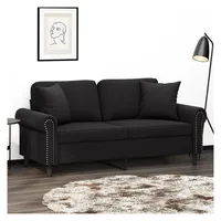 vidaXL 2-Sitzer-Sofa mit Zierkissen Schwarz 140 cm Samt