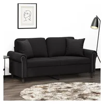 vidaXL 2-Sitzer-Sofa mit Zierkissen Schwarz 140 cm Samt