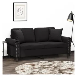 vidaXL 2-Sitzer-Sofa mit Zierkissen Schwarz 140 cm Samt