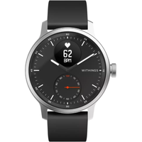 Withings ScanWatch 42 mm schwarz/silber, Lederarmband schwarz/silber