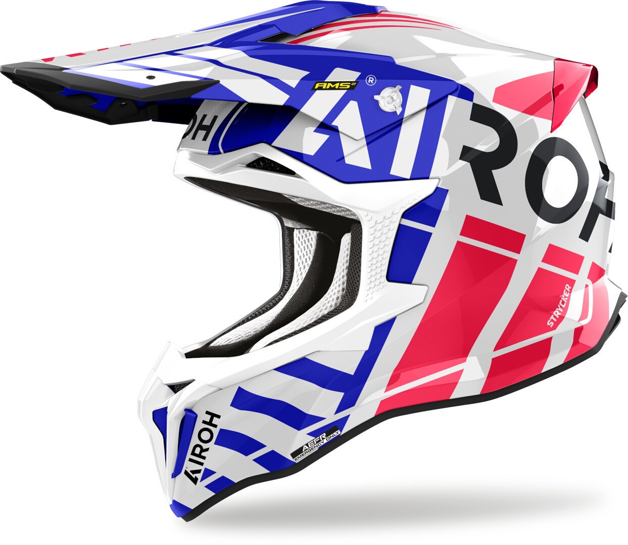 Airoh Strycker Brave Motorcross Helm, wit-rood-blauw, 2XL