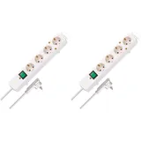 Brennenstuhl Comfort-Line Plus, Steckdosenleiste 4-Fach (Steckerleiste mit Flachstecker und Schalter, Mehrfachsteckdose mit 2m Kabel und extra Breiten Abständen der Steckdosen) weiß (Packung mit 2)