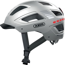 Fahrradhelm ABUS "HYBAN 2.0 LED" Gr. M, silber (signal silber), Helme, M Kopfumfang: 52cm - 58cm