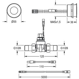 KWC Duscharmatur, F5, elek., Hw.-mont., ohne Mischung, für Batterie/netzteil