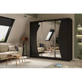 altdecor Schiebetürenschrank VOXI 240 x 216 x 61 cm Schwarz