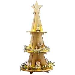 Mojawo Weihnachts- Holz Etagere 3 Etagen Servierständer Weihnachtsdeko H60cm