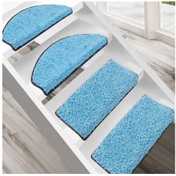 Stufenmatte Shaggy-Stufenmatte Madrid, Treppenschoner, 16 Farben, 2 Varianten, Karat, Rechteckig blau Rechteckig