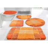 my home Badematte Pia, Höhe 20 mm, rutschhemmend beschichtet, fußbodenheizungsgeeignet, schnell trocknend, strapazierfähig, Polyester, rund, Badteppich, karierte Badematten, rechteckig, rund & als 3-tlg. Set orange rund | Ø 80 cm x 20 mm