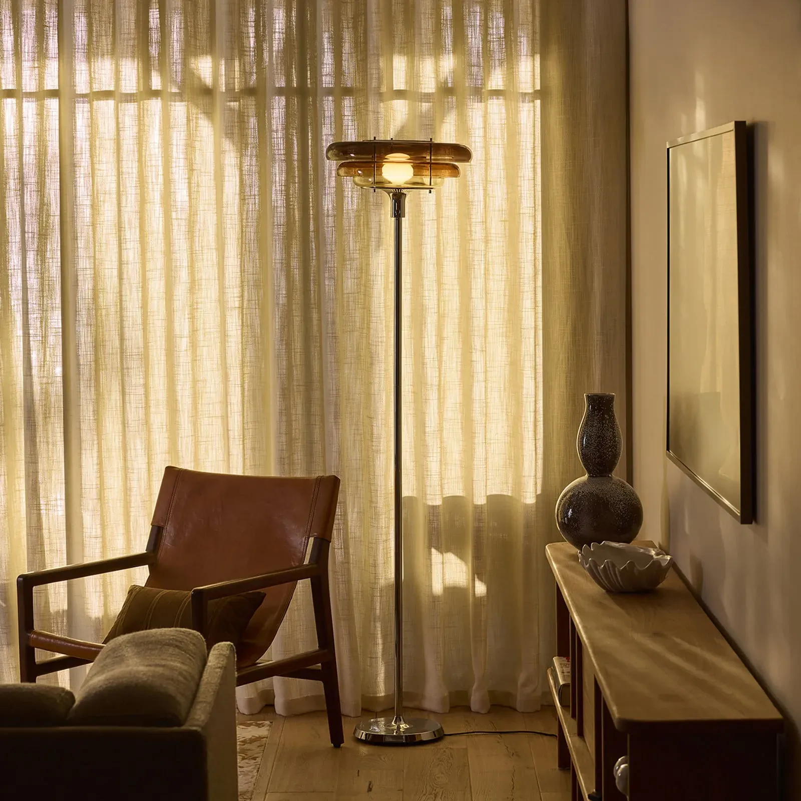 Stehleuchte MARKET SET, Sunset, Braun / Rost, für Wohnzimmer, Glas, Design - 180