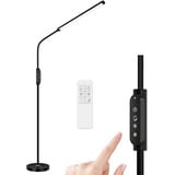 ACMHNC LED Stehleuchte Dimmbar Mit Fernbedienung, 18W LED Wohnzimmer Stehlampe Touch Leselampe für Schlafzimmer Studie Büro,Schwanenhals Standlampe Schwarz, Timer-Funktion, 1400LM, Kein Flimmern