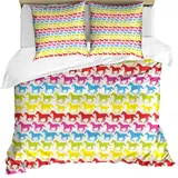 Abakuhaus Bettwäsche weicher Microfaserstoff Allergiker geeignet, kein Verblassen, Microfaser, Pferde Rainbow Color Giddy bunt