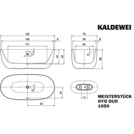 Kaldewei Oyo Duo freistehende Badewanne 163 x 77 cm (1050-4034)