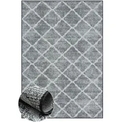 Teppich "Astral", grau (grau,schwarz,cream), B:140cm H:6mm L:200cm, Polypropylen, MYFLAIR MÖBEL & ACCESSOIRES, Teppiche, modernes Rauten Design, Outdoor geeignet, Balkon, Terrasse