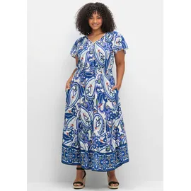 sheego Maxikleid Beige/Weiß Paisley 50