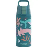 Sigg - Isolierte Trinkflasche Kinder - Shield Therm One Blue World - Kohlensäuregeeignet - Auslaufsicher - Spülmaschinenfest - BPA-frei - 90% recycelter Edelstahl - Blau mit Meerestieren - 0,5L
