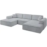 altdecor Eckcouch Samt 4-Sitzer Grau