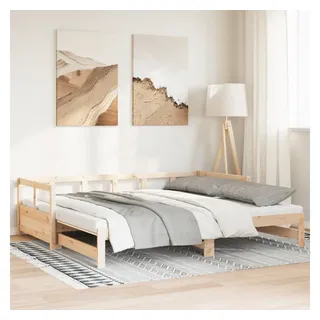 vidaXL Tagesbett Ausziehbar mit Matratzen 80 x 200 cm beige