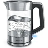 Arendo Wasserkocher mit Cool-Touch-Griff, Glas-Wasserkocher, 1,7 L, 2200 W, hochwertiges Edelstahl, Silber