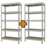 Trendline Schwerlastregal 180 x 90 x 40 cm 2er Set je 5 Holzböden 875 kg