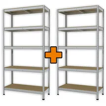 Trendline Schwerlastregal 180 x 90 x 40 cm 2er Set je 5 Holzböden 875 kg