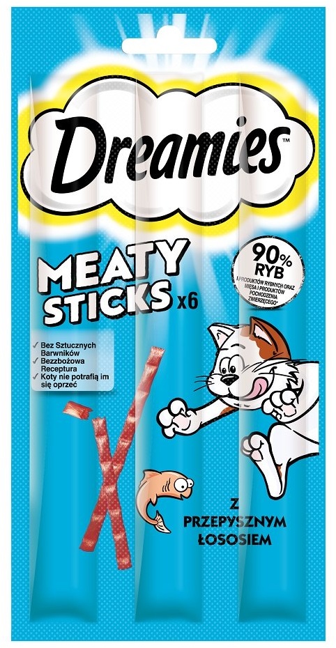 DREAMIES Ergänzungsfuttermittel für ausgewachsene Katzen mit leckerem Lachs 14x30 g