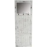 Mendler Garderobe Wandgarderobe mit Spiegel Wandhaken 180x65x7cm, Shabby-Look, Vintage ~ weiß