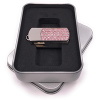 Onwomania Box aufklappbar Anhänger Silber USB Stick in Alu Geschenkbox 32 GB USB 3.0